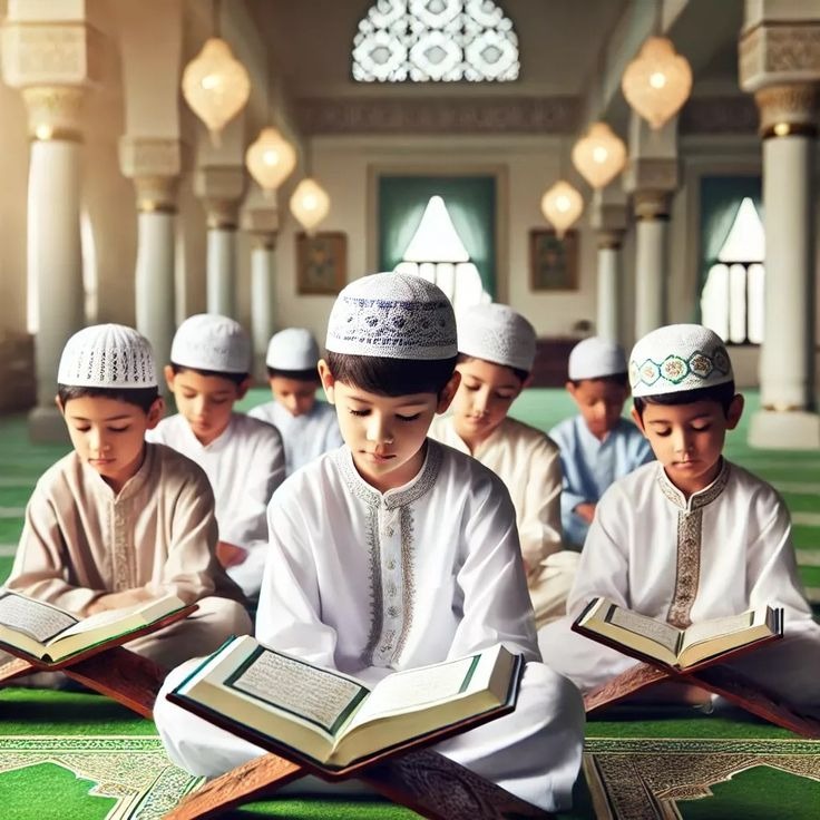 Student holding the Quran in a focused memorization session.